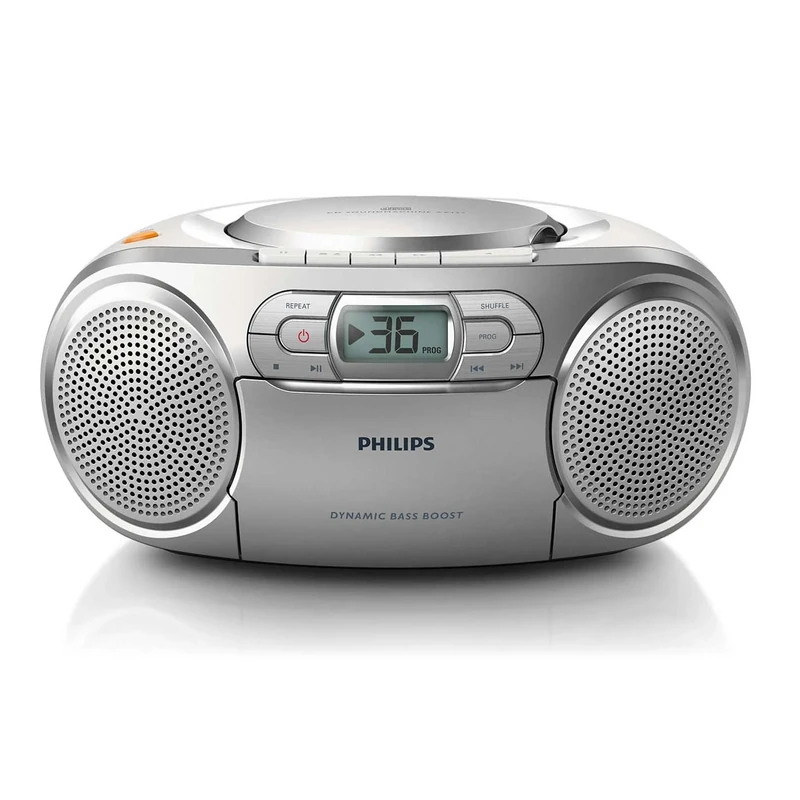 Philips AZ127 Portable CD Player with Radio, Cassette, Dynamic Bass Boost, Audio-In (3.5 mm) , Silver