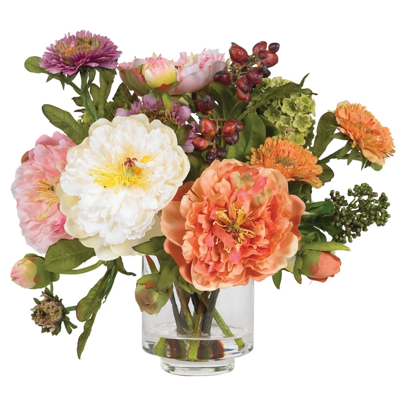 Nearly Natural 4689 Mini Peony Silk Arrangement,Assorted