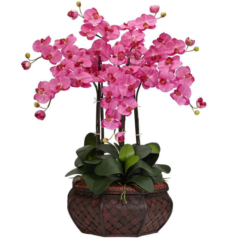 Nearly Natural 1201-DP Large Phalaenopsis Silk Flower Arrangement, Dark, Pink