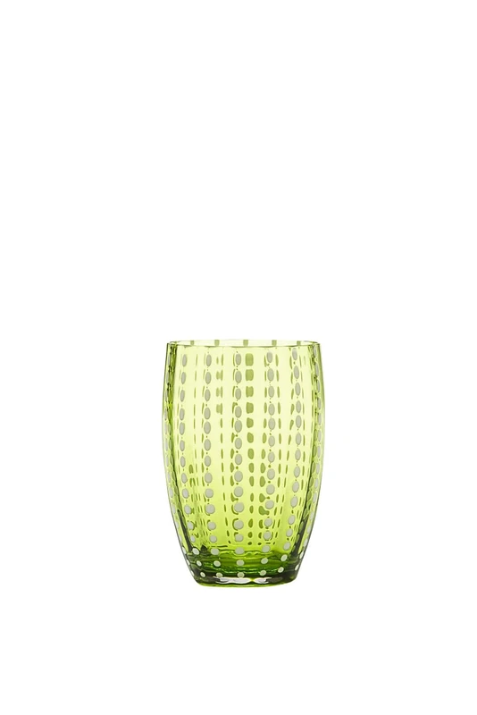 Zafferano Perle Tumbler-Handmade Transparent Coloured Glass, cl 32 h 109mm d 71mm-Set 6 Pieces-Apple Green, Medium