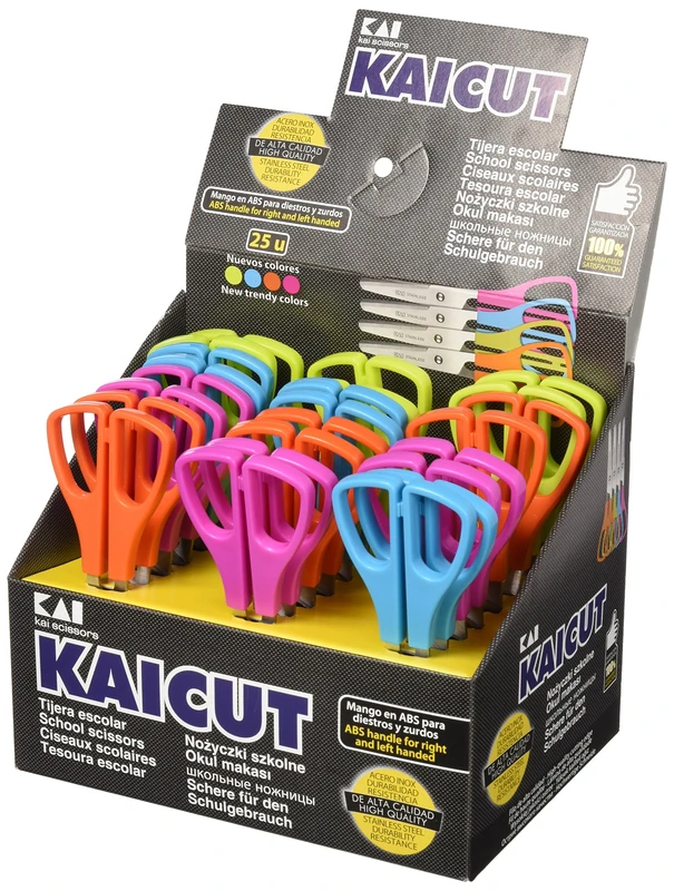 kaicut PT0014 – Exhibitor of 25 School Scissors kaicut (Dimension 13 cm Assorted Colours