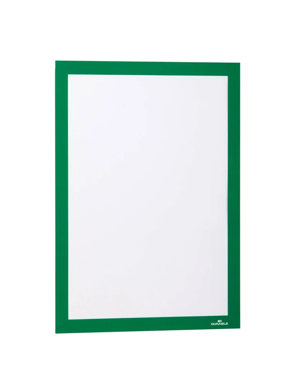Durable DURAFRAME Self-Adhesive Magnetic Frame | A4 Format In Green | Pack of 10 Frames | Document Frame for Professional Internal Signage
