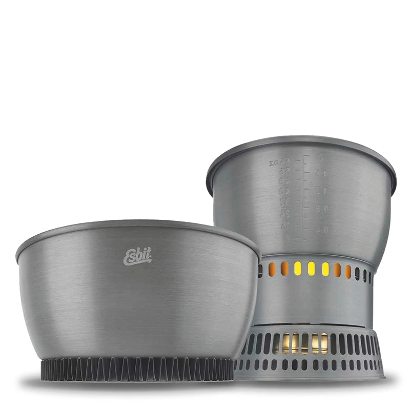 Esbit Cookset with Alcohol Burner | Hard Anodized Aluminum| BPA-Free | Compact |Camping, Backpacking, Outdoor Kitchen