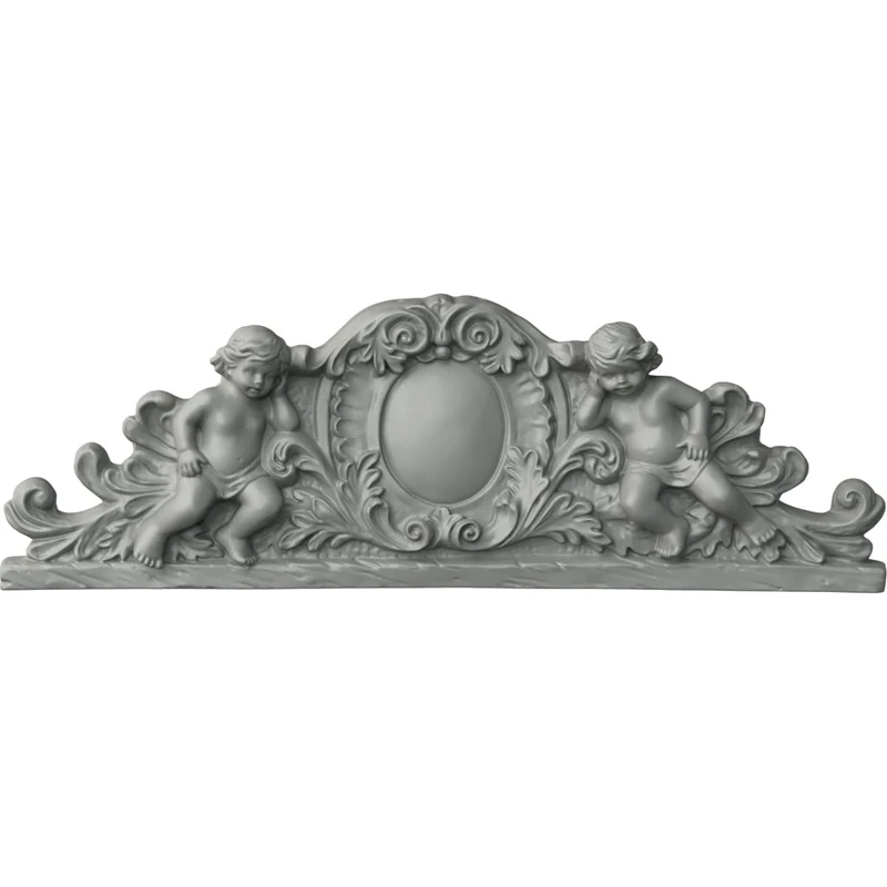 Ekena APL28X09X02SC 28 1/2" W x 9 5/8" H x 2 3/4" P Angel Center with Scrolls, Primed