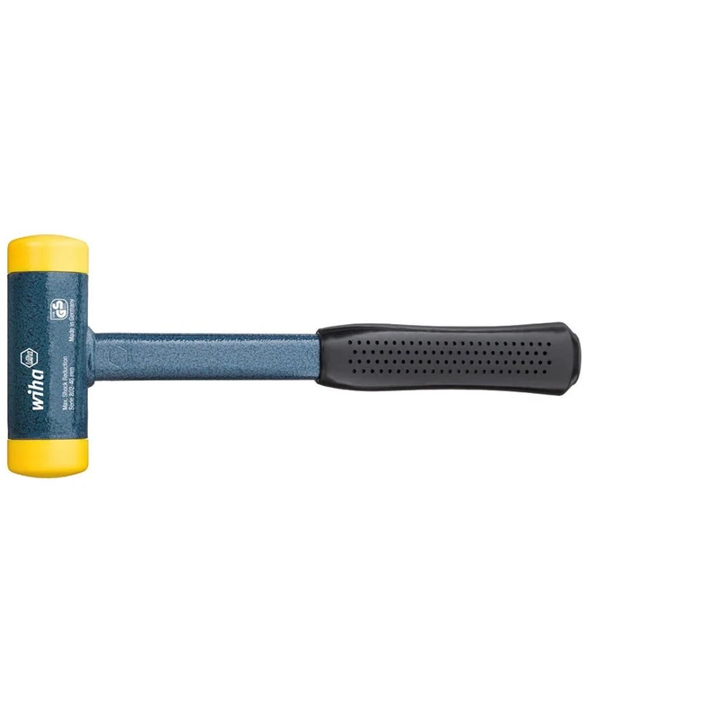 Wiha Martillo cara blanda sin contragolpe, semiduro con tubo de Acero, cabezal Redondo 50, 365 mm (02127), Blue, Black