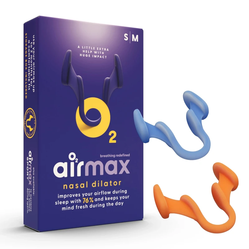 Airmax Nasal Dilator Trial Pack | Anti Snore Device | 76% More Air for Better Breathing & Snoring Relief | Guaranteed Fit (1x Small & 1x Medium)