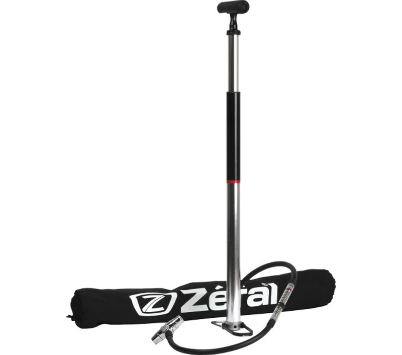 Zefal Profil Travel Aluminium Compact Floor Pump, Inline Gauge, 10 bar/145 psi, 330 g - Silver/Black