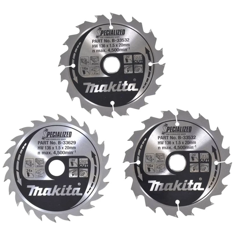 Aparoli Makita B-33897 Specialised Saw Blade Set 3-Piece 136 mm for Battery-Powered Hand-Held Jigsaws