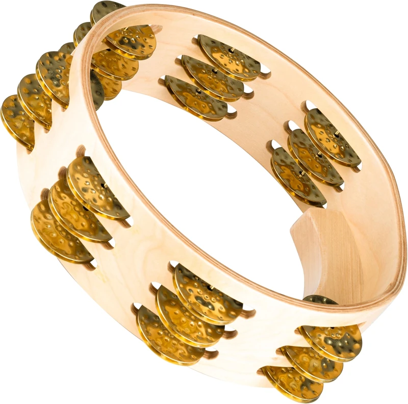 Meinl Percussion Artisan Wood Tambourine - 3-Row Tambourine - 8-inch Diameter - Maple / Brass, Natural (AE-CMTA3B)