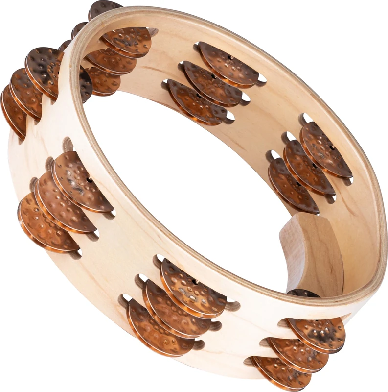 Meinl Percussion Artisan Wood Tambourine - 3-Row Tambourine - 8-inch Diameter - Maple / Bronze, Natural (AE-CTMA3BO)