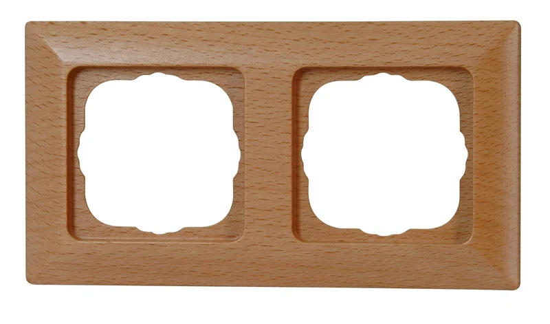 Kopp Milano 306615067 Electrical Outlet Cover Plates, Cover Frame for 2 Sockets for Vertical and Horizontal Mounting, Beech - Image 1