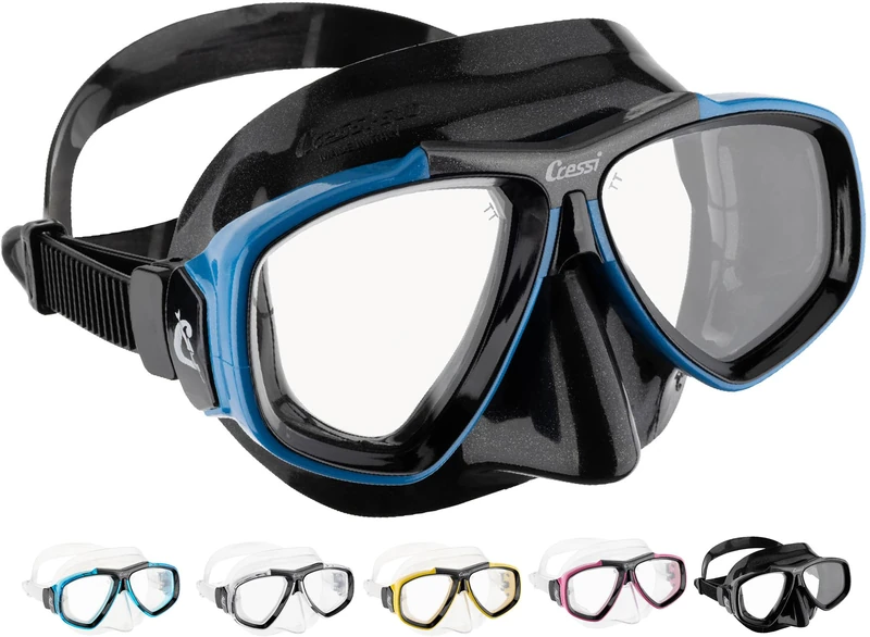 Cressi Focus Scuba Diving Optical Lenses Available Mask - Blue