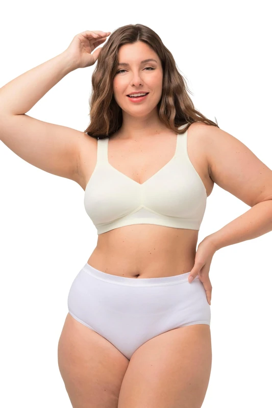 Ulla Popken Womenswear Plus Size Curvy Oversize Soft & Silky Microfiber Support Bra Champagne 48B 535571 25-110B