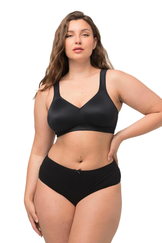 Ulla Popken Womenswear Plus Size Curvy Oversize Soft & Silky Microfiber Support Bra Black 100D 535571 10-100D