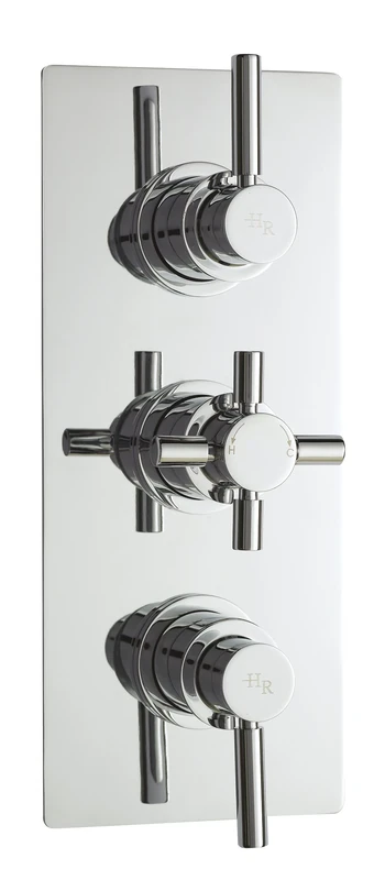 Hudson Reed A3023 Tec Lever ǀ Modern Bathroom Minimalist Triple Valve with Lever and Crosshead Handle with Diverter, 280mm x 80mm, Chrome