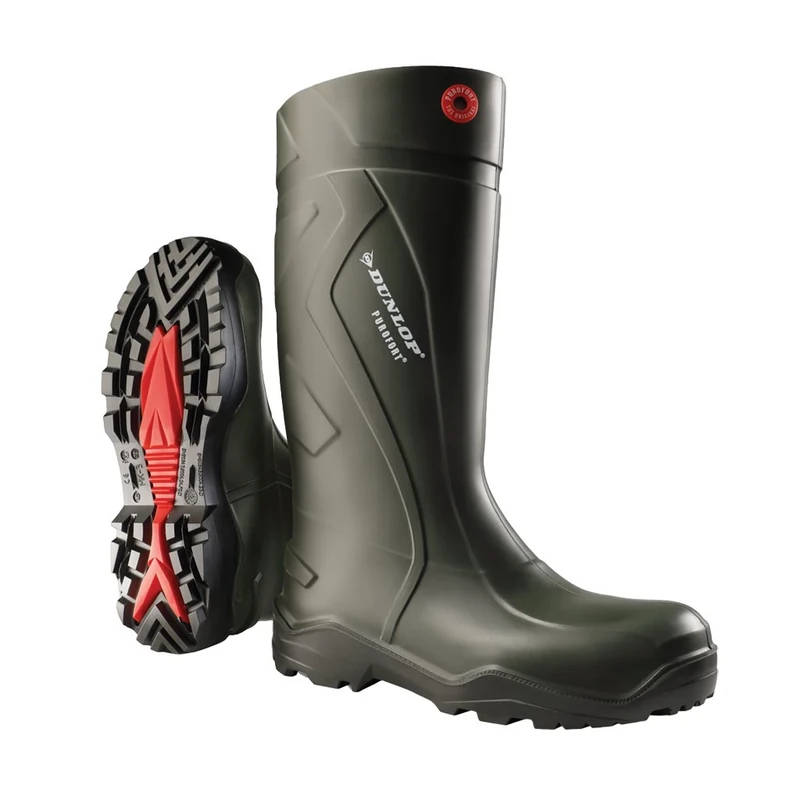 DUNLOP Purofort+ - Unisex Full Safety Waterproof Work Boots, Green, Antistatic and Slip-Resistant Wellies with Steel Toecap and Midsole for Outdoor, Construction and Industrial Use - EU45, UK10.5