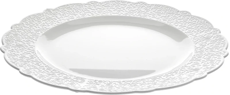 Alessi Dressed Porcelain Serving Plate with Relief Decoration, White