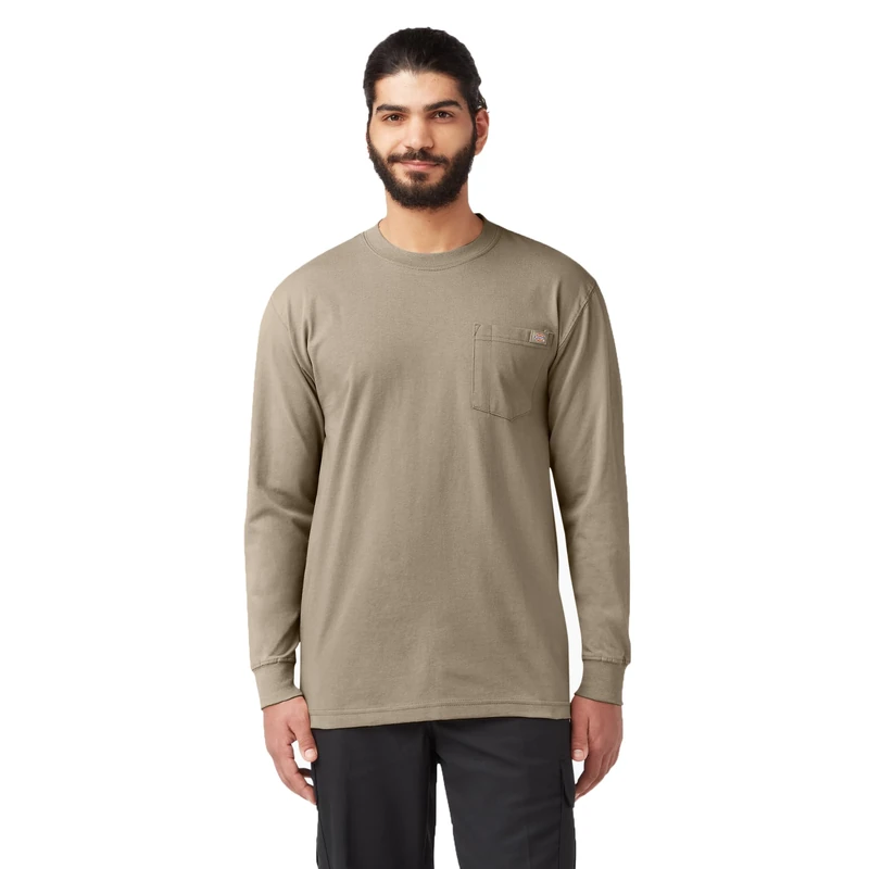 Dickies Men's Long Sleeve Heavyweight Crew Neck Big and Tall, Desert Sand, XXL