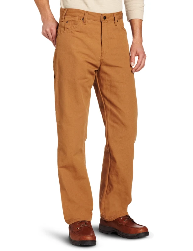Dickies Men's Relaxed Straight Fit Lightweight Duck Carpenter Jean, Brown Duck V1, 34W x 32L