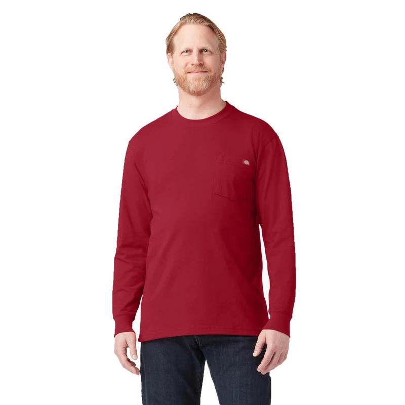 Dickies Men's Long Sleeve Heavyweight Crew Neck Big and Tall, English Red, XL
