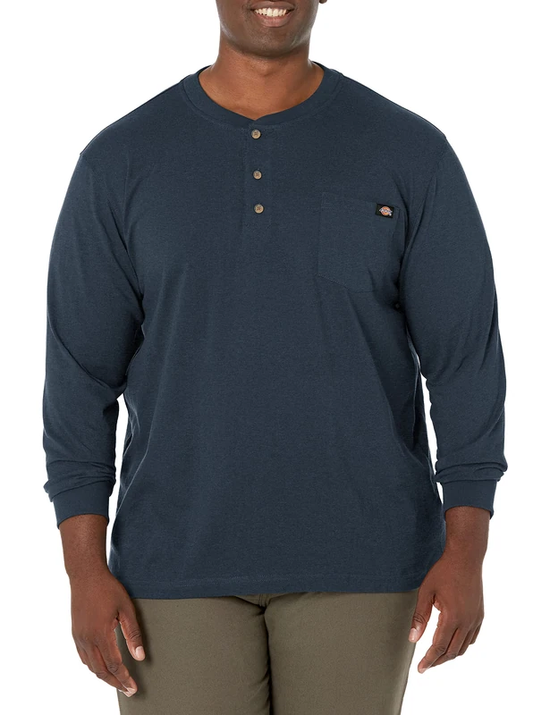 Dickies Men's Big-Tall Long-Sleeve Heavyweight Henley, Dark Navy, Medium