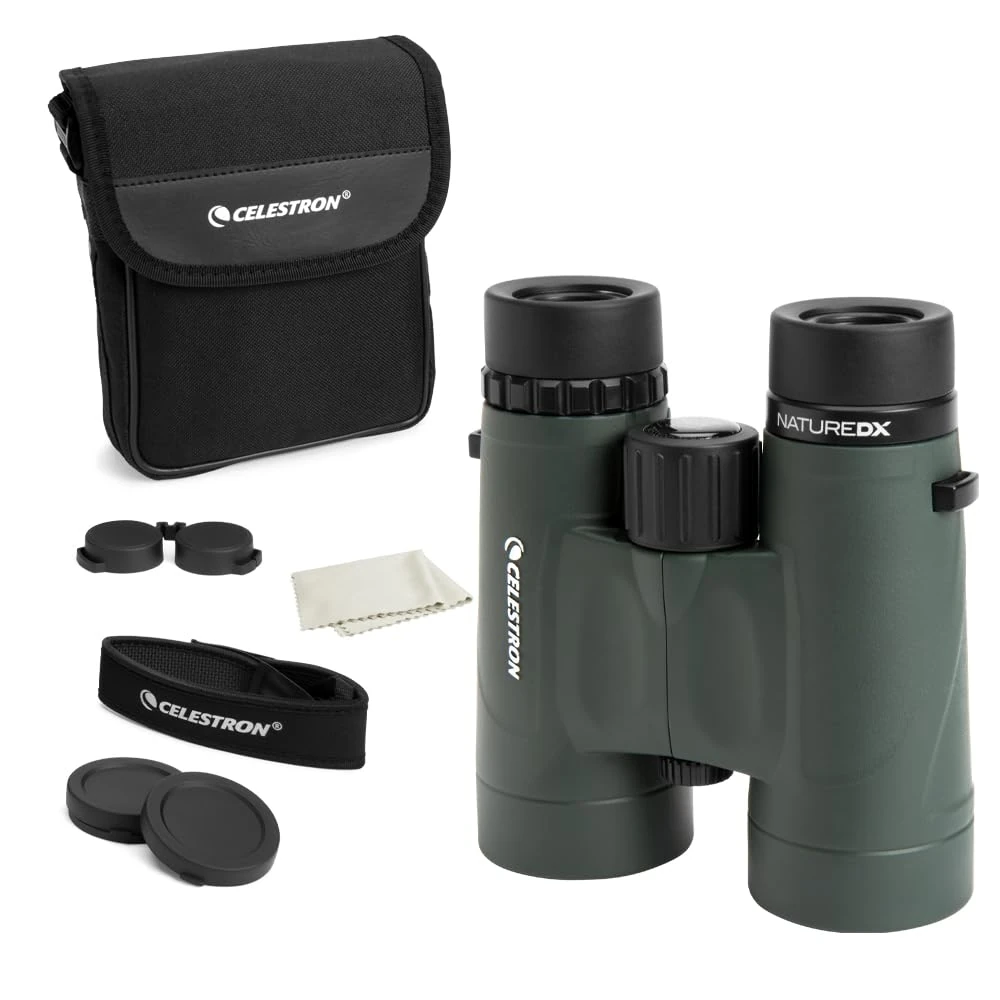 Celestron 71332 Nature DX 8x42mm Binoculars with Multi-Coated Lens, BaK-4 Prism Glass and Carry Case, Green