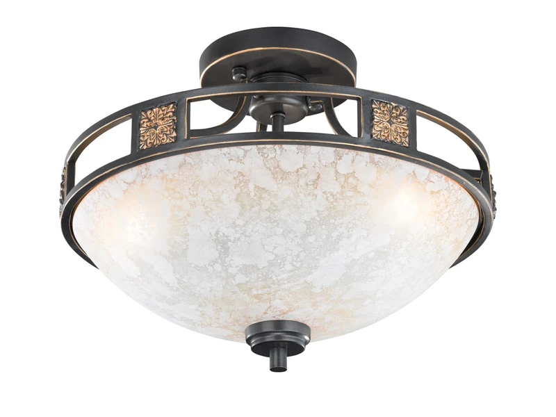 Trio Leuchten Ceiling Light, Metal, Glass Alabaster Colored Champagne