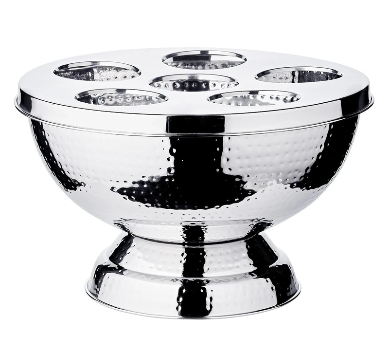 EDZARD Champagne Cooler Rockford, Stainless Steel, Outside Hammered, Height 9,8 in, Ø 16,1 in