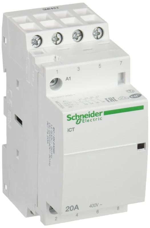 Schneider Electric A9C22824 iCT Contactor, Acti9, 20A, 4NO, 220-240VCA, 50Hz, White