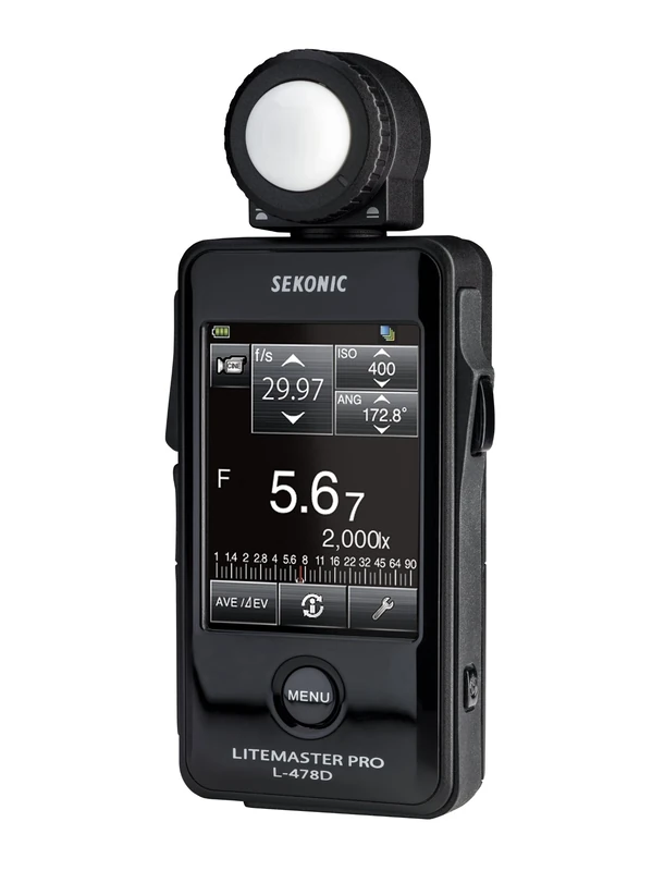 Sekonic L-478D LiteMaster Pro. L-478D. Strap and case included. Touch screen light meter for ambient and flash light readings. For photographers and filmmakers.