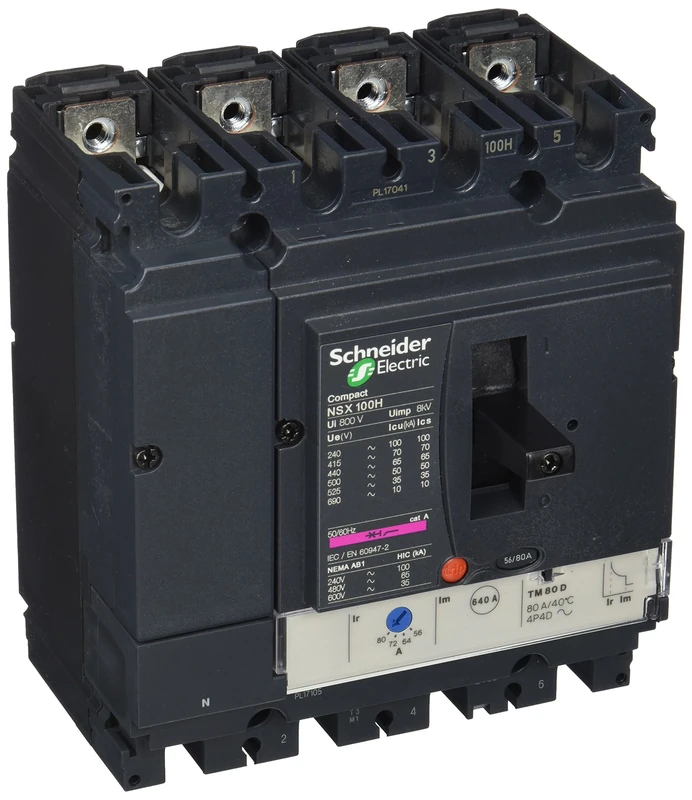 Dropper lv429691 nsx100h TM-D Compact, Circuit Breaker 4P Poles, 4D, 690Vac; 50/60 Hz, 80 A
