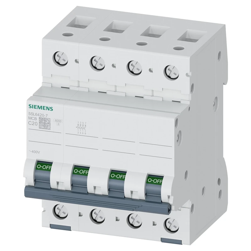Siemens 5sl6 – magnéto-thermique 400 V 6 kA 4 Pole C 20 A