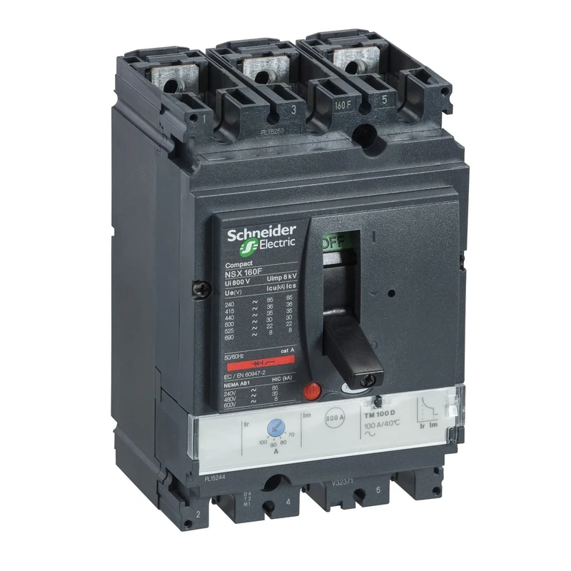 Dropper lv430672 nsx160h TM-D Compact Circuit Breaker, 3P Poles, 3D, 690Vac, 50/60 Hz – 100 A