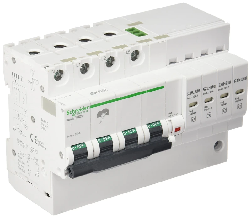 Schneider A9L16297 SPDs iQuick PRD20r 3P+N Surge Protection Devices, White