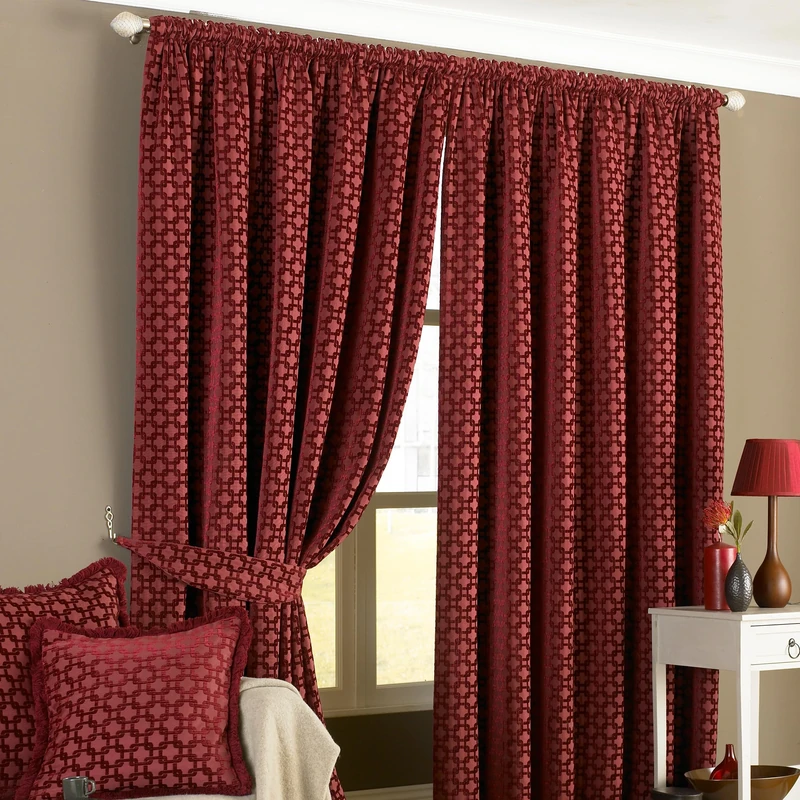Paoletti Belmont Geometric Jacquard Pencil Pleat Curtains - Image 1
