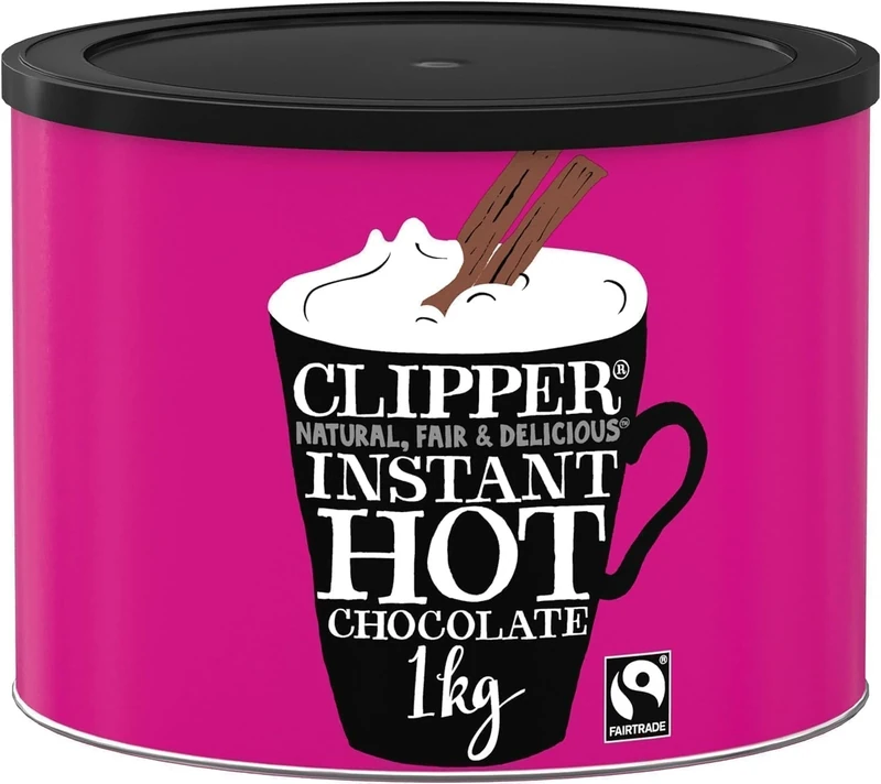 Clipper Instant Hot Chocolate - 1kg Hot Chocolate Powder - Bulk Buy Tub for Home or Office - Eco- Conscious Fairtrade Add Water - Luxury Drinking Chocolate - for Hot and Cold Milkshakes