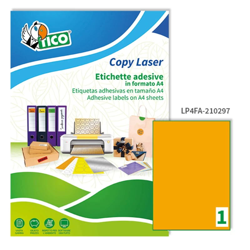 Etichette Copy Laser Premium – Arancio fluorescente – 1 et/ff (conf. PZ 70)