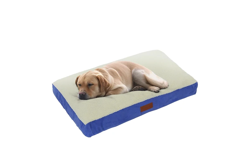 Ellie-Bo XXL Dog Bed for 48-inch Dog Cage/Crate - Blue Faux Suede/Sheepskin