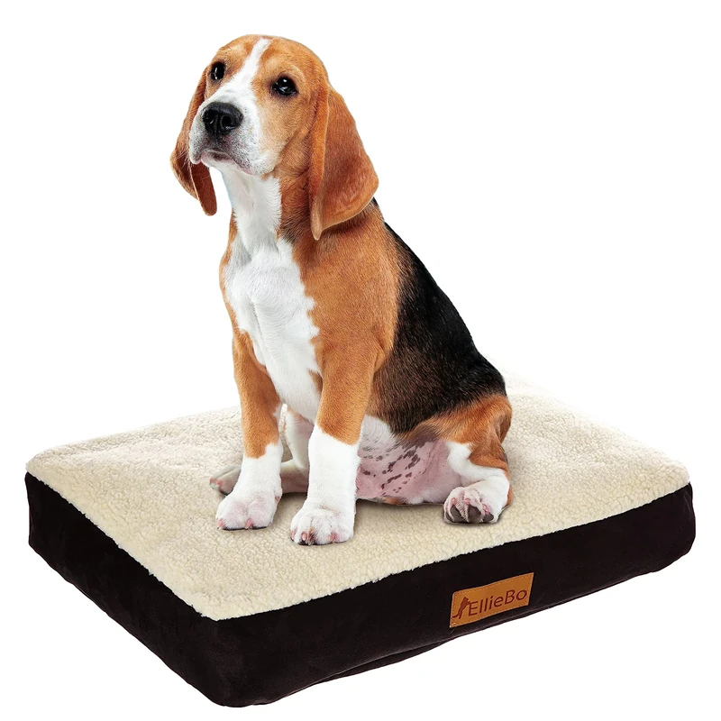 Ellie-Bo XL Dog Bed for 42-inch Dog Cage/Crate - Black Faux Suede/Sheepskin