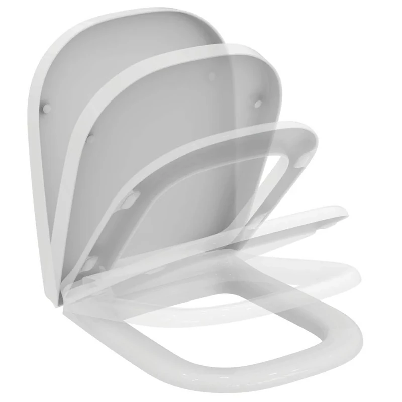 Ideal Standard – Softmood Toilet seat and Cover, Wrapover Design, D-Shape, Soft-Close seat, UV-Resistant and Easy to Install, Scratch-Resistant duroplast, White Glossy