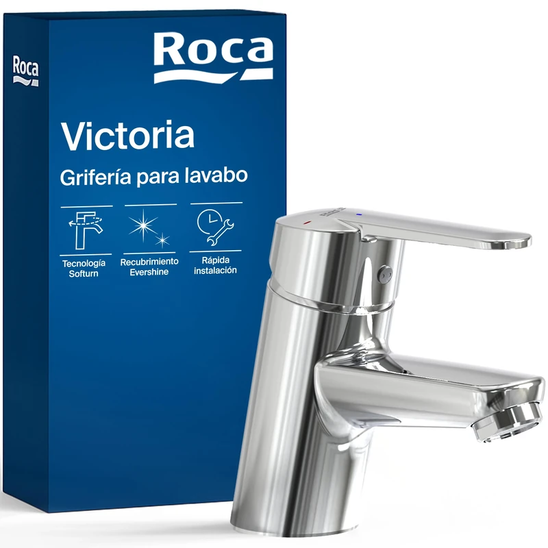 Roca 5A3125C00 Chrome V2 Deck Mount Basin Mixer with Retractable