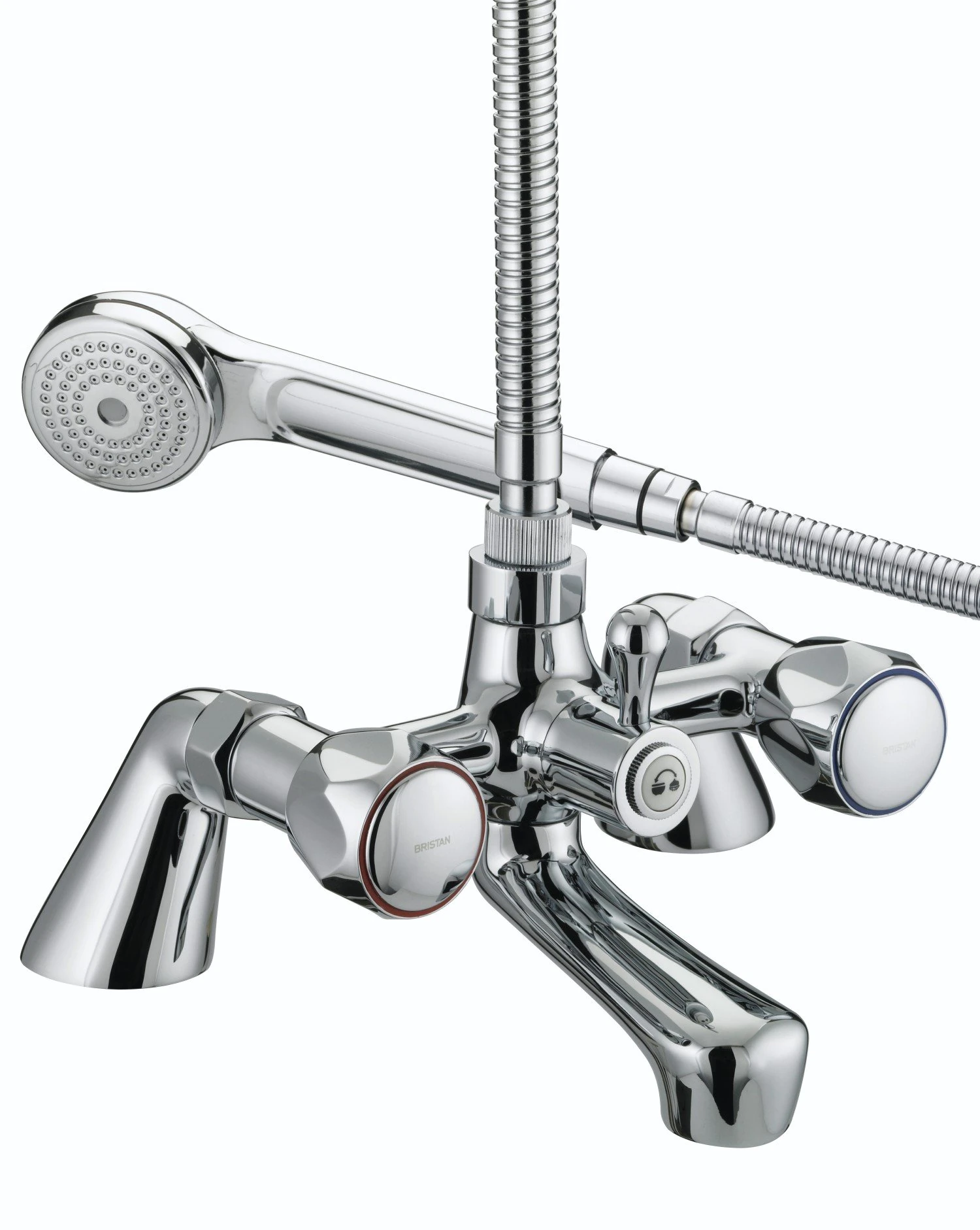 Bristan VAC PBSM C MT Club Pillar Bath Shower Mixer with Metal Heads - Chrome Plated
