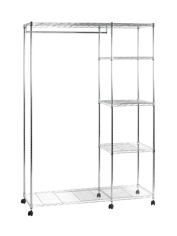 HAKU Möbel Wardrobe Chrome, Metal - Size: W 123 cm X H 181 cm X D 45 cm, Style: Modern