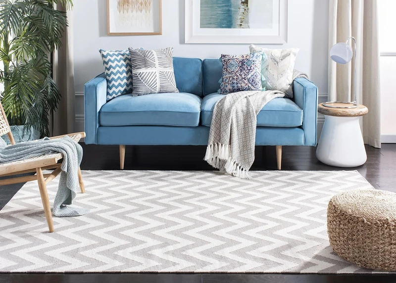 Safavieh Contemporary Indoor Flatweave Rectangle Area Rug, Dhurrie Collection, DHU557, in Grey / Ivory, 91 X 152 cm for Living Room, Bedroom or Any Indoor Space