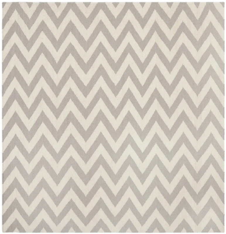 Safavieh Contemporary Indoor Flatweave Square Area Rug, Dhurrie Collection, DHU557, in Grey / Ivory, 183 X 183 cm for Living Room, Bedroom or Any Indoor Space