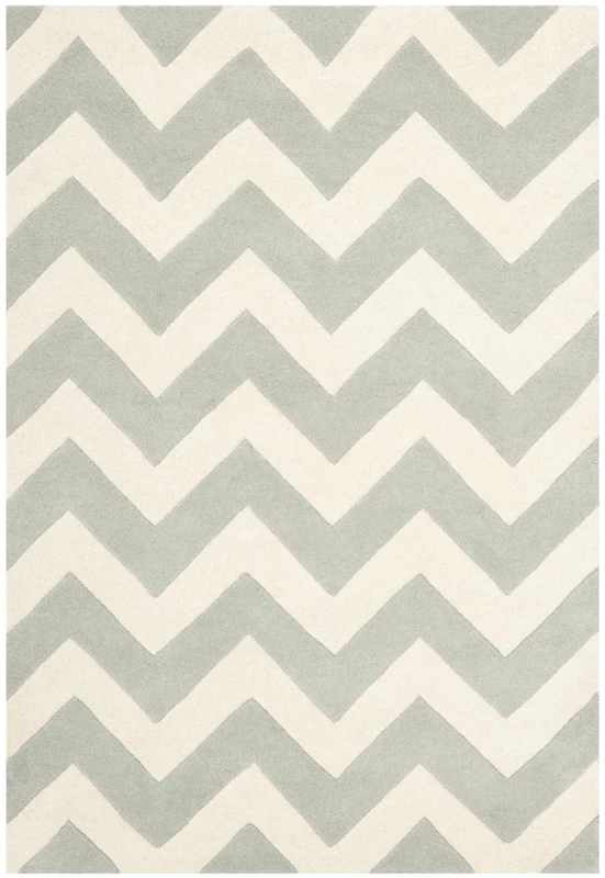 Safavieh Contemporary Indoor Hand Tufted Rectangle Area Rug, Chatham Collection, CHT715, in Grey / Ivory, 122 X 183 cm for Living Room, Bedroom or Any Indoor Space