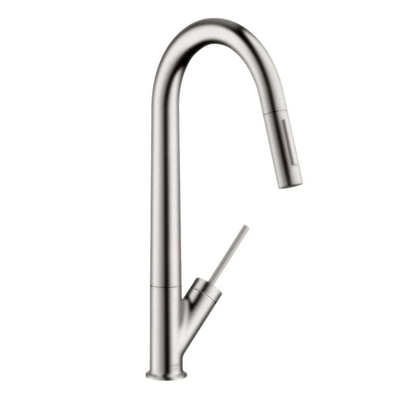 Hansgrohe Axor Starck 10821800 Kitchen Sink Tap Fitting with Pull-Out Spray Attachment DN 15 Stainless Steel Finish