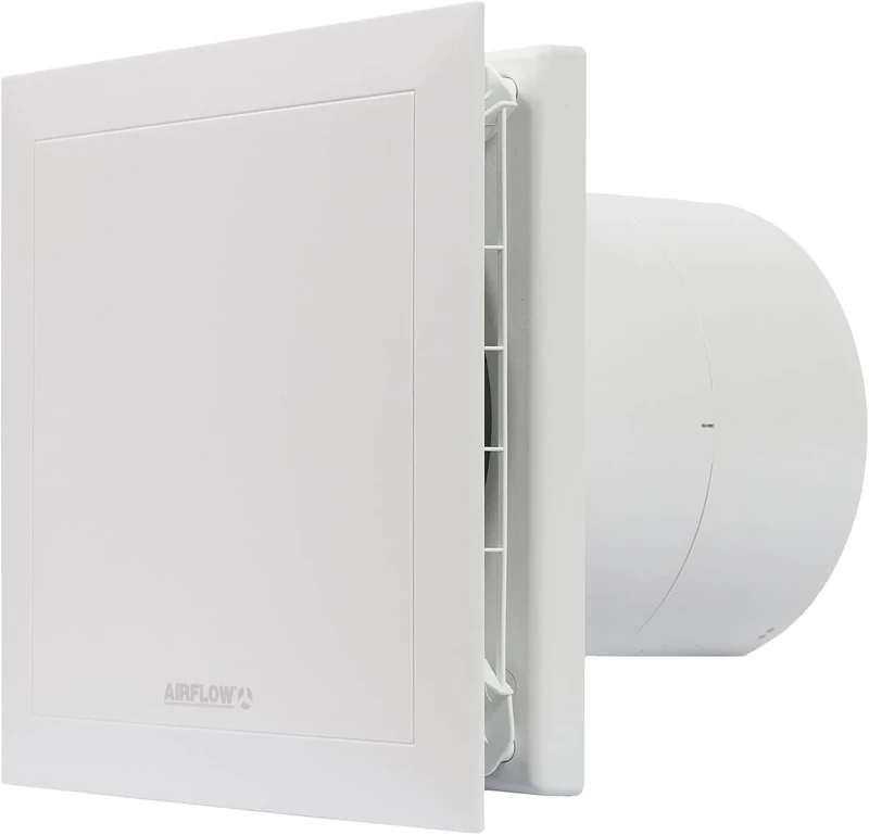 Airflow QT100HT Extractor Fan 25L/s Flow - Adjustable Humidity & Timer - 100mm/4 Duct - German Made, QuietMark Certified 25 dB, Energy Efficient 5W/9W, 2-Speed Options, 3-Year Warranty