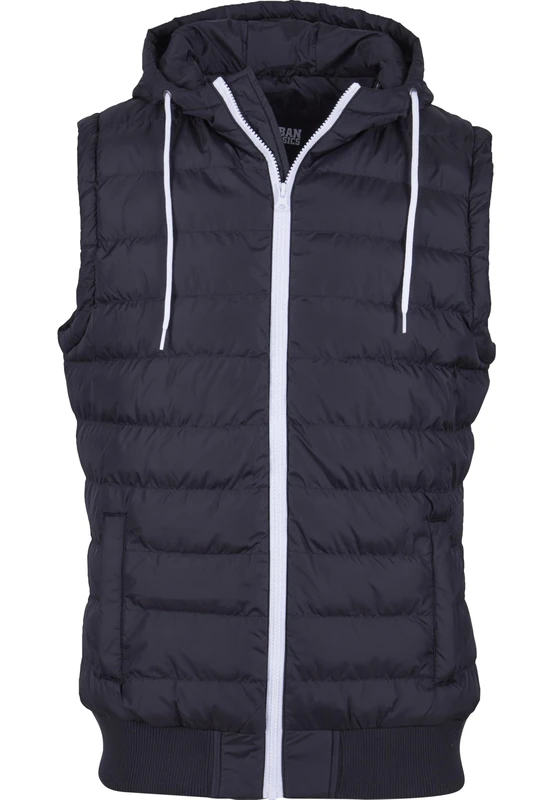 Urban Classics Men's Small Bubble Hooded Vest, Black/White, L