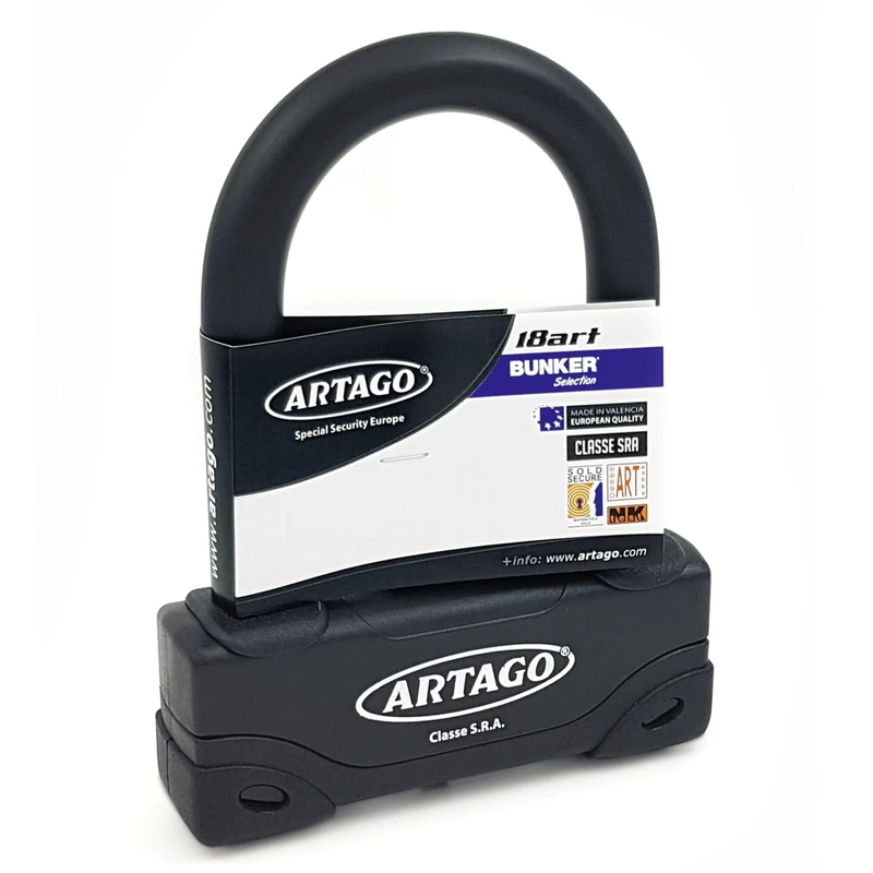 Artago 18ART120 High-End U Lock Motorcycle, SRA, Sold Secure Gold, ART4 Approved, Bunker Selection, ø18mm/0,7in, Double MRT Armored Locking, 85x125mm/3,34x4,9in, Maximum Anti Theft Security for Moto